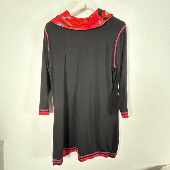 Parsley & Sage Womens Black Cowl Neck Tunic Top Medium Stretch Colorblock Casual - Picture 2 of 7